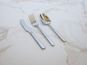 Modern Square Edge 12 Piece Cutlery Set - Silver
