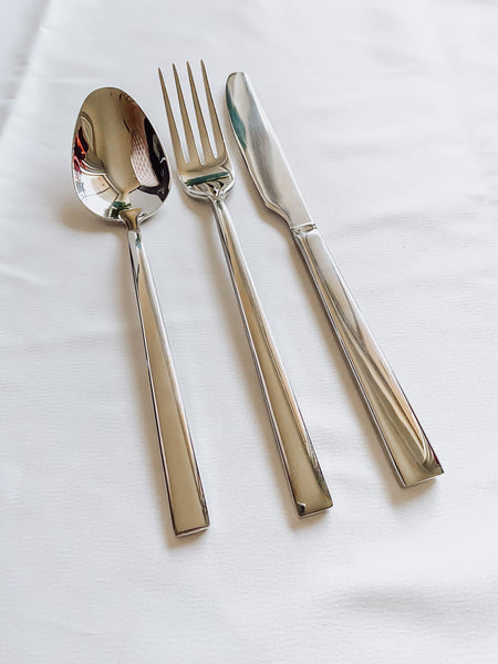 Modern Square Edge 12 Piece Cutlery Set - Silver