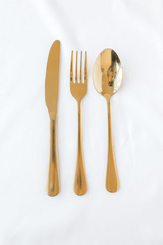Classic Round Edge 12 Piece Cutlery Set  - Gold